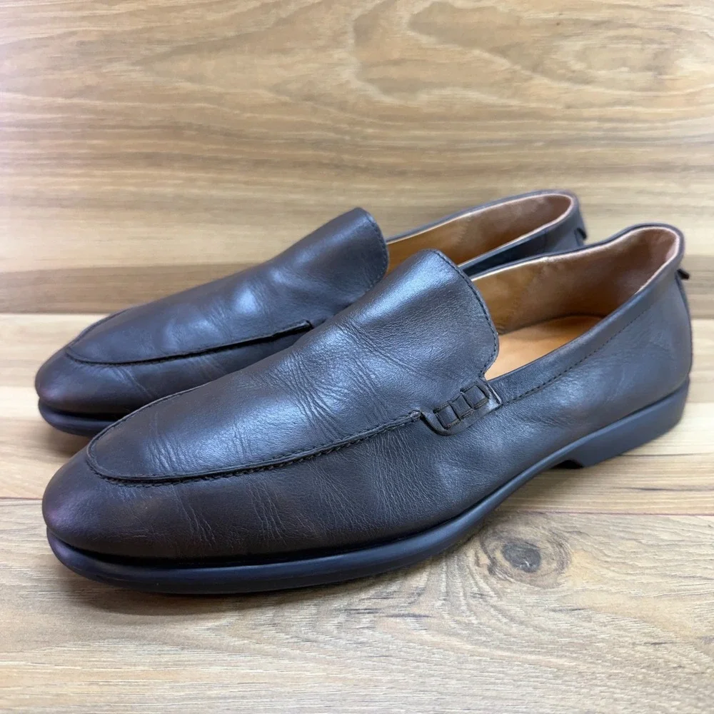 ECCO Tray Tech Slip On Loafers Mens 10.5 EU 44 Brown Leather Modern Business